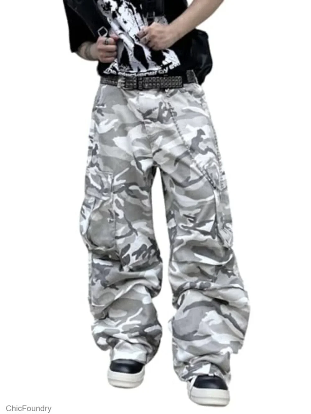 Baggy Denim Cargo Pants with Pockets Mid Weight Wide Leg Men's Jeans Streetwear